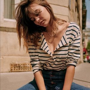 Sézane Gatsby Marinière XS Ecru/Navy